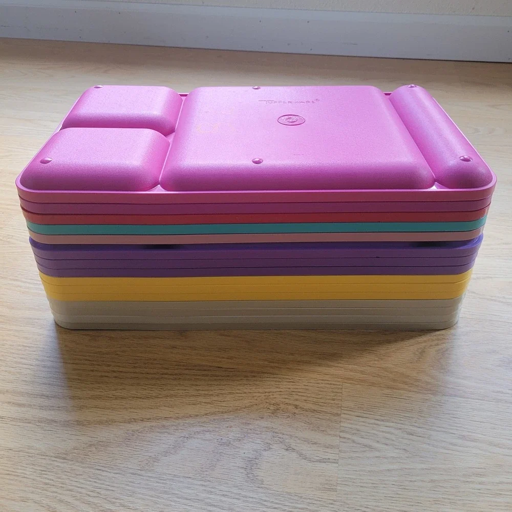 Tupperware Divided Set Lot 15 Colors Lunch Dinner TV 90s